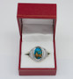 Sterling Silver Jerusalem Cross Blue Copper Turquoise Statement Ring