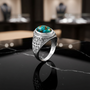 Sterling Silver Jerusalem Cross Blue Copper Turquoise Statement Ring