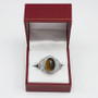 Sterling Silver Masonic Ring with Tiger Eye Gemstone