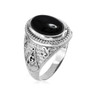 Sterling Silver Masonic Ring with Black Onyx Gemstone