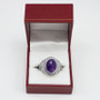 Sterling Silver Masonic Ring with Purple Amethyst Cabochon