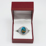 Sterling Silver Masonic Ring with Blue Copper Turquoise