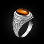 Sterling Silver Celtic Band Tiger Eye Gemstone Statement Ring