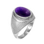 Sterling Silver Purple Amethyst Cabochon February Birthstone Ring