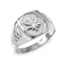 Sterling Silver Marijuana Leaf Mens Nugget Ring