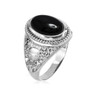 Sterling Silver Skull and Bone Black Onyx Statement Ring
