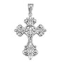 Sterling Silver Fleur-de-Lis Cross Pendant Necklace