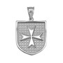 Sterling Silver Maltese Cross Badge Pendant Necklace