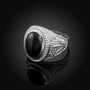 Sterling Silver Marijuana Weed  Black Onyx Statement Ring