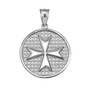 Sterling Silver Knights Templar Maltese Cross Medallion Pendant Necklace