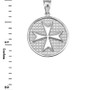 Sterling Silver Knights Templar Maltese Cross Medallion Pendant Necklace