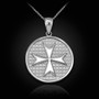 Sterling Silver Knights Templar Maltese Cross Medallion Pendant Necklace