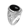 Sterling Silver Egyptian Ankh Cross Black Onyx Statement Ring