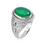 Sterling Silver Ankh Cross Green Onyx Statement Ring
