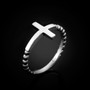 Polished Sterling Silver Sideways Cross Ladies Ring.