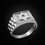 Mens Sterling Silver Star of David Ring