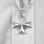 Polished Sterling Silver Maltese Cross Pendant Necklace