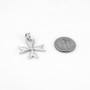 Polished Sterling Silver Maltese Cross Pendant Necklace