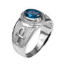 Sterling Silver Egyptian Ankh Cross Birthstone CZ Unisex Ring