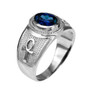 Sterling Silver Egyptian Ankh Cross Birthstone CZ Unisex Ring