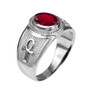 Sterling Silver Egyptian Ankh Cross Birthstone CZ Unisex Ring