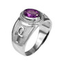 Sterling Silver Egyptian Ankh Cross Birthstone CZ Unisex Ring