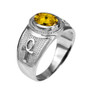 Sterling Silver Egyptian Ankh Cross Birthstone CZ Unisex Ring
