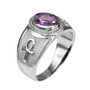 Sterling Silver Egyptian Ankh Cross Birthstone CZ Unisex Ring