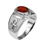 Sterling Silver Egyptian Ankh Cross Birthstone CZ Unisex Ring