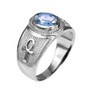 Sterling Silver Egyptian Ankh Cross Birthstone CZ Unisex Ring