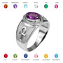 Sterling Silver Egyptian Ankh Cross Birthstone CZ Unisex Ring