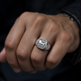 Sterling Silver Zodiac Sign Mens Square Signet Ring
