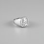 Sterling Silver Zodiac Sign Mens Square Signet Ring