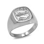 Sterling Silver Zodiac Sign Mens Square Signet Ring