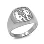 Sterling Silver Zodiac Sign Mens Square Signet Ring