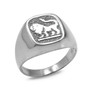 Sterling Silver Zodiac Sign Mens Square Signet Ring