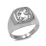 Sterling Silver Zodiac Sign Mens Square Signet Ring