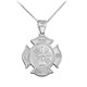 Sterling Silver Fire Rescue Solid Firefighter Badge Pendant Necklace