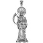 Sterling Silver Santa Muerte Diamond Cut Pendant