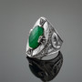 Sterling Silver Celtic Band Green Agate Checker Cut Ring
