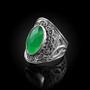 Sterling Silver Green Agate Celtic Trinity Knot Ring