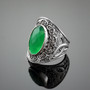 Sterling Silver Green Agate Celtic Trinity Knot Ring