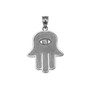 Sterling SIlver Hamsa Clear CZ Evil Eye Pendant Necklace