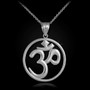 Sterling Silver Open Design Om Medallion Pendant Necklace