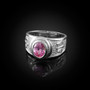 Sterling Silver Libra Zodiac Sign October Birthstone Pink CZ Ring
