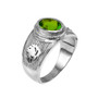 Sterling Silver Leo Zodiac Sign August Birthstone Green CZ Ring
