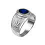 Sterling Silver Marijuana Leaf CZ Birthstone Ring