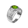 Sterling Silver Marijuana Leaf CZ Birthstone Ring