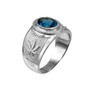 Sterling Silver Marijuana Leaf CZ Birthstone Ring
