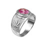 Sterling Silver Marijuana Leaf CZ Birthstone Ring